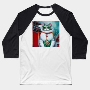 Japanese Cat Neko Temple Baseball T-Shirt